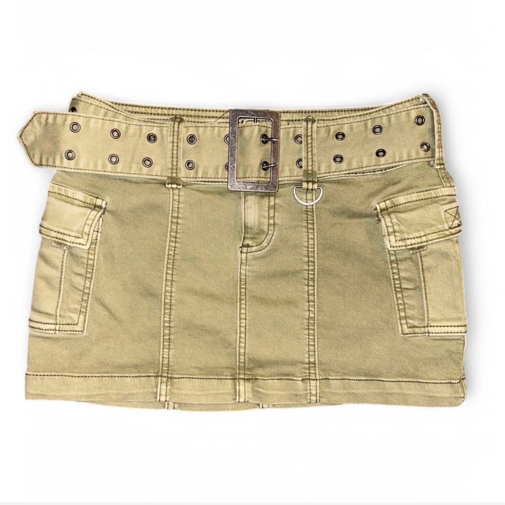 Khaki Mini Skirt with Belt